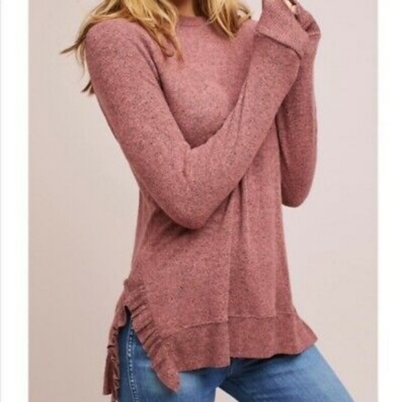 Anthropologie Tops - Anthro ruffle hem crew neck pullover